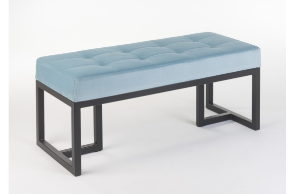 Ławka Ellyn 100x40x41cm- siedzisko welwet 11 (jasny błękit), stelaż czarny mat, wysyłka 24h