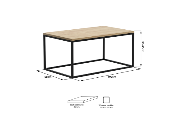 Loftowy stolik kawowy Aron - ława do salonu